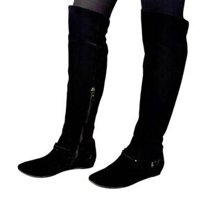 VIA SPIGA Black Suede Over The Knee Boot Size 7.5